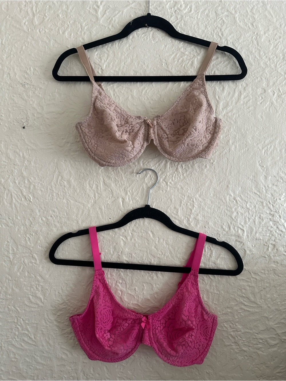 Wacoal Bra Halo Lace Underwire Lot 2 Pink Nude Beige Lace 36D